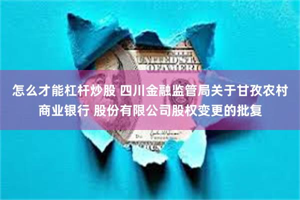 怎么才能杠杆炒股 四川金融监管局关于甘孜农村商业银行 股份有限公司股权变更的批复