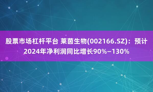 股票市场杠杆平台 莱茵生物(002166.SZ)：预计2024年净利润同比增长90%—130%